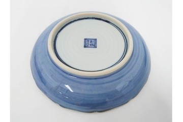 加藤利昌　京焼　青華松竹梅鳥文　約 19cm　6.1寸　繊細な絵付けが見事な中皿5枚セット　(R-084769)