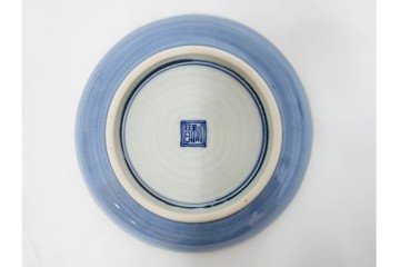 加藤利昌　京焼　青華松竹梅鳥文　約 19cm　6.1寸　繊細な絵付けが見事な中皿5枚セット　(R-084769)