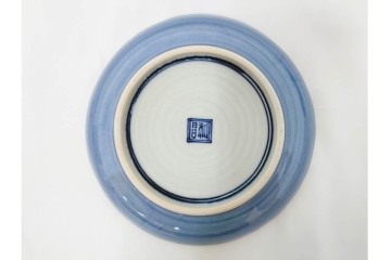 加藤利昌　京焼　青華松竹梅鳥文　約 19cm　6.1寸　繊細な絵付けが見事な中皿5枚セット　(R-084769)