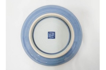 加藤利昌　京焼　青華松竹梅鳥文　約 19cm　6.1寸　繊細な絵付けが見事な中皿5枚セット　(R-084769)