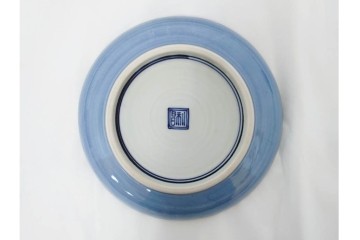 加藤利昌　京焼　青華松竹梅鳥文　約 19cm　6.1寸　繊細な絵付けが見事な中皿5枚セット　(R-084769)