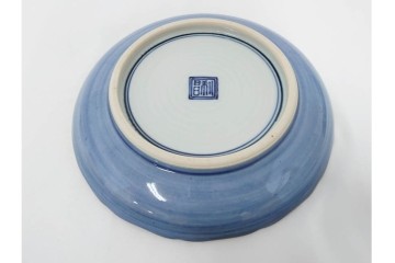 加藤利昌　京焼　青華松竹梅鳥文　約 19cm　6.1寸　繊細な絵付けが見事な中皿5枚セット　(R-084769)