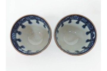 加藤利昌　京焼　青華小梅花鳥文　徳利一対　猪口5客　職人技が光る酒器揃　(R-084771)