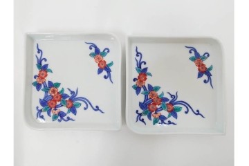 今泉今右衛門　錦　唐花文　約13cm　4.2寸　上品な佇まいの銘々皿5枚セット　(R-084772)