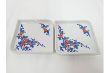 今泉今右衛門　錦　唐花文　約13cm　4.2寸　上品な佇まいの銘々皿5枚セット　(R-084772)