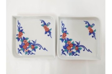 今泉今右衛門　錦　唐花文　約13cm　4.2寸　上品な佇まいの銘々皿5枚セット　(R-084772)