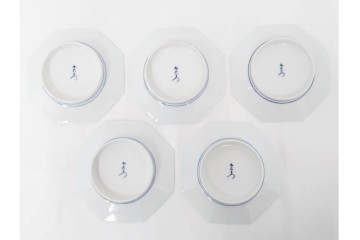 今泉今右衛門　蓼絵　約14cm　4.5寸　気品のある佇まいの銘々皿5枚セット　(R-084773)