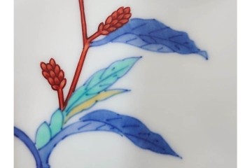 今泉今右衛門　蓼絵　約14cm　4.5寸　気品のある佇まいの銘々皿5枚セット　(R-084773)