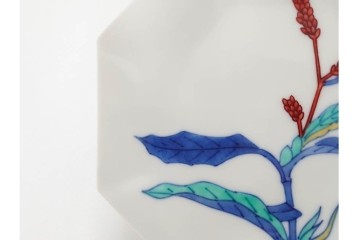 今泉今右衛門　蓼絵　約14cm　4.5寸　気品のある佇まいの銘々皿5枚セット　(R-084773)