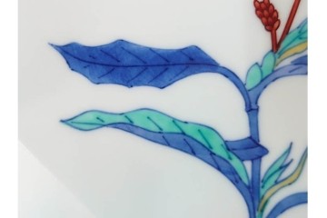 今泉今右衛門　蓼絵　約14cm　4.5寸　気品のある佇まいの銘々皿5枚セット　(R-084773)