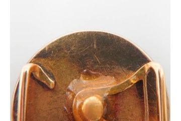 戦前　当時物　アンティーク　K18(18金)　金銀象嵌　紅葉　彫金　品のある佇まいの帯留(帯留め、着物道具、和装小物、アクセサリー)(R-084774)