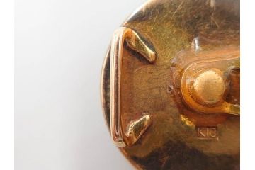 戦前　当時物　アンティーク　K18(18金)　金銀象嵌　紅葉　彫金　品のある佇まいの帯留(帯留め、着物道具、和装小物、アクセサリー)(R-084774)