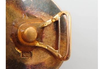 戦前　当時物　アンティーク　K18(18金)　金銀象嵌　紅葉　彫金　品のある佇まいの帯留(帯留め、着物道具、和装小物、アクセサリー)(R-084774)