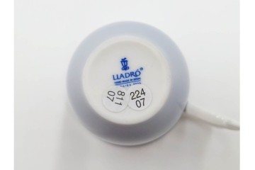 スペイン製　LLADRO(リヤドロ)　「ハッピーティータイム」　犬と猫のペア　カップ&ソーサー2客セット　品質保証書・箱付き　(R-084788)