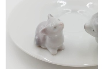 スペイン製　LLADRO(リヤドロ)　「ハッピーティータイム」　犬と猫のペア　カップ&ソーサー2客セット　品質保証書・箱付き　(R-084788)