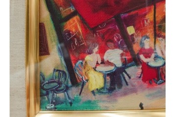 真作　山岡康子　「6月のカフェ」　7/150　パリの風景を描いたジクレー版画　(R-84789)