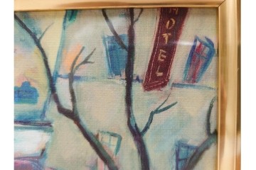 真作　山岡康子　「6月のカフェ」　7/150　パリの風景を描いたジクレー版画　(R-84789)