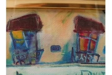 真作　山岡康子　「6月のカフェ」　7/150　パリの風景を描いたジクレー版画　(R-84789)