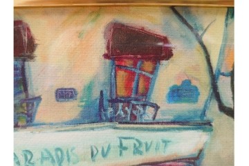 真作　山岡康子　「6月のカフェ」　7/150　パリの風景を描いたジクレー版画　(R-84789)