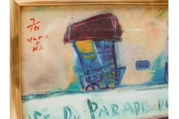 真作　山岡康子　「6月のカフェ」　7/150　パリの風景を描いたジクレー版画　(R-84789)