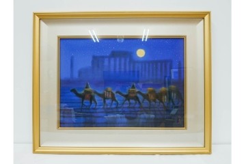 真作　平山郁夫　彩美版　限定500部　6/500　「月光パルミラ遺跡」　外箱付き　(R-084791)