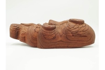 芳雲作　欅(ケヤキ)材　年輪をいかした木彫の翁面　(R-084792)　