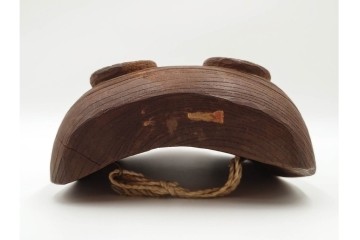 芳雲作　欅(ケヤキ)材　年輪をいかした木彫の翁面　(R-084792)　