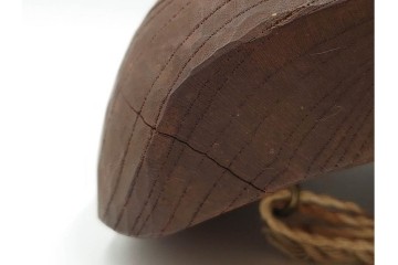 芳雲作　欅(ケヤキ)材　年輪をいかした木彫の翁面　(R-084792)　