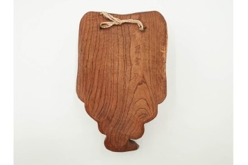 芳雲作　欅(ケヤキ)材　年輪をいかした木彫の翁面　(R-084792)　