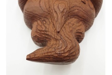 芳雲作　欅(ケヤキ)材　年輪をいかした木彫の翁面　(R-084792)　