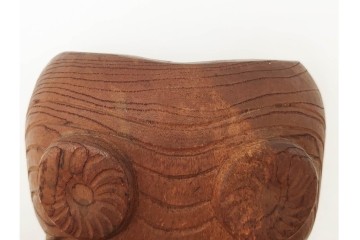 芳雲作　欅(ケヤキ)材　年輪をいかした木彫の翁面　(R-084792)　