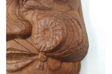 芳雲作　欅(ケヤキ)材　年輪をいかした木彫の翁面　(R-084792)　