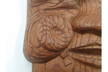 芳雲作　欅(ケヤキ)材　年輪をいかした木彫の翁面　(R-084792)　