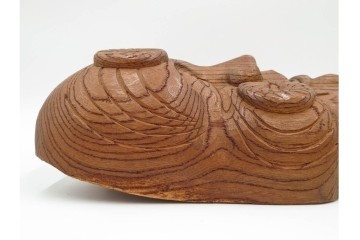 芳雲作　欅(ケヤキ)材　年輪をいかした木彫の翁面　(R-084792)　