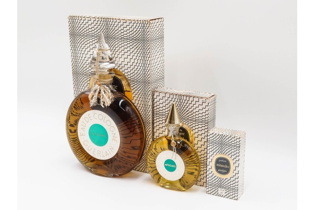 フランスヴィンテージ　名香　GUERLAIN(ゲラン)　MITSOUKO(ミツコ)　500ml・90ml・7.5ml　オーデコロン&パルファムの香水セット　外箱付き　(R-084794)