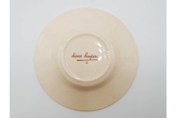 イギリスビンテージ　Susie Cooper(スージークーパー)　グレイリーフ　ドレスデンスプレイ　プランタン　カクタス　アカデミーパターン(チューリップ)　テーブルに華やかさと温かみを添えるカップ&ソーサー4客・プレート5枚セット　(R-084795)