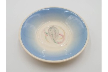 イギリスビンテージ　Susie Cooper(スージークーパー)　グレイリーフ　ドレスデンスプレイ　プランタン　カクタス　アカデミーパターン(チューリップ)　テーブルに華やかさと温かみを添えるカップ&ソーサー4客・プレート5枚セット　(R-084795)