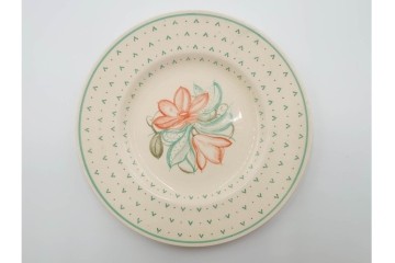 イギリスビンテージ　Susie Cooper(スージークーパー)　グレイリーフ　ドレスデンスプレイ　プランタン　カクタス　アカデミーパターン(チューリップ)　テーブルに華やかさと温かみを添えるカップ&ソーサー4客・プレート5枚セット　(R-084795)