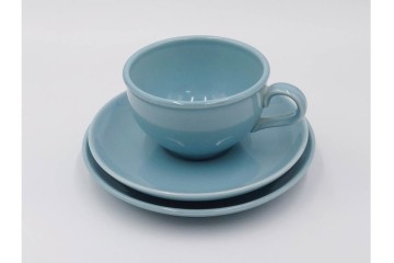 アメリカ　USA　ヴィンテージ　Russel Wright(ラッセル・ライト)　水色　爽やかな色合いが目を引くカップ&ソーサー6客・プレート7枚セット　(R-084797)　