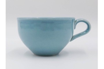 アメリカ　USA　ヴィンテージ　Russel Wright(ラッセル・ライト)　水色　爽やかな色合いが目を引くカップ&ソーサー6客・プレート7枚セット　(R-084797)　