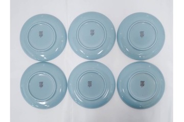 アメリカ　USA　ヴィンテージ　Russel Wright(ラッセル・ライト)　水色　爽やかな色合いが目を引くカップ&ソーサー6客・プレート7枚セット　(R-084797)　