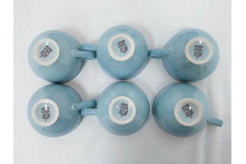 アメリカ　USA　ヴィンテージ　Russel Wright(ラッセル・ライト)　水色　爽やかな色合いが目を引くカップ&ソーサー6客・プレート7枚セット　(R-084797)　