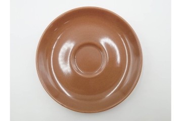 アメリカ　USA　ヴィンテージ　Russel Wright(ラッセル・ライト)　ブラウン　茶色　ピンク　温かみを感じるカップ&ソーサー5客・プレート3枚セット　(R-084798)　