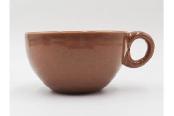 アメリカ　USA　ヴィンテージ　Russel Wright(ラッセル・ライト)　ブラウン　茶色　ピンク　温かみを感じるカップ&ソーサー5客・プレート3枚セット　(R-084798)　