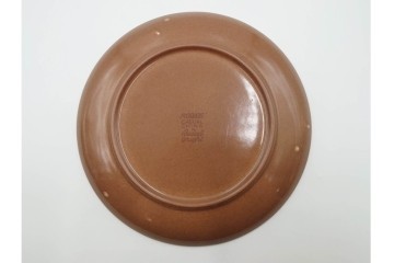 アメリカ　USA　ヴィンテージ　Russel Wright(ラッセル・ライト)　ブラウン　茶色　ピンク　温かみを感じるカップ&ソーサー5客・プレート3枚セット　(R-084798)　