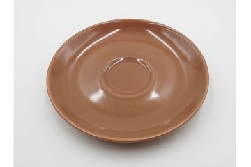 アメリカ　USA　ヴィンテージ　Russel Wright(ラッセル・ライト)　ブラウン　茶色　ピンク　温かみを感じるカップ&ソーサー5客・プレート3枚セット　(R-084798)　