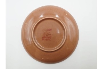 アメリカ　USA　ヴィンテージ　Russel Wright(ラッセル・ライト)　ブラウン　茶色　ピンク　温かみを感じるカップ&ソーサー5客・プレート3枚セット　(R-084798)　