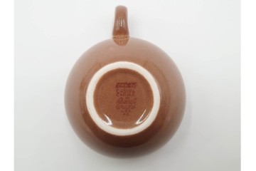 アメリカ　USA　ヴィンテージ　Russel Wright(ラッセル・ライト)　ブラウン　茶色　ピンク　温かみを感じるカップ&ソーサー5客・プレート3枚セット　(R-084798)　