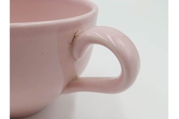 アメリカ　USA　ヴィンテージ　Russel Wright(ラッセル・ライト)　ブラウン　茶色　ピンク　温かみを感じるカップ&ソーサー5客・プレート3枚セット　(R-084798)　