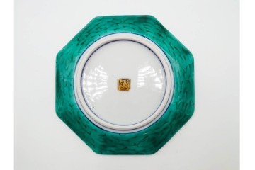 三ツ井為吉　九谷焼　吉田屋絵変　約17cm　5.6寸　共箱付　八角形の銘々皿5枚セット　(R-084800)　